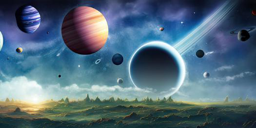 Paisaje espacial con planetas
