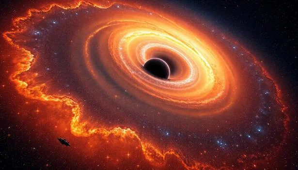 Ilustración de Sagitario A*, el agujero negro supermasivo del centro de nuestra galaxia, con su disco de acreción.
